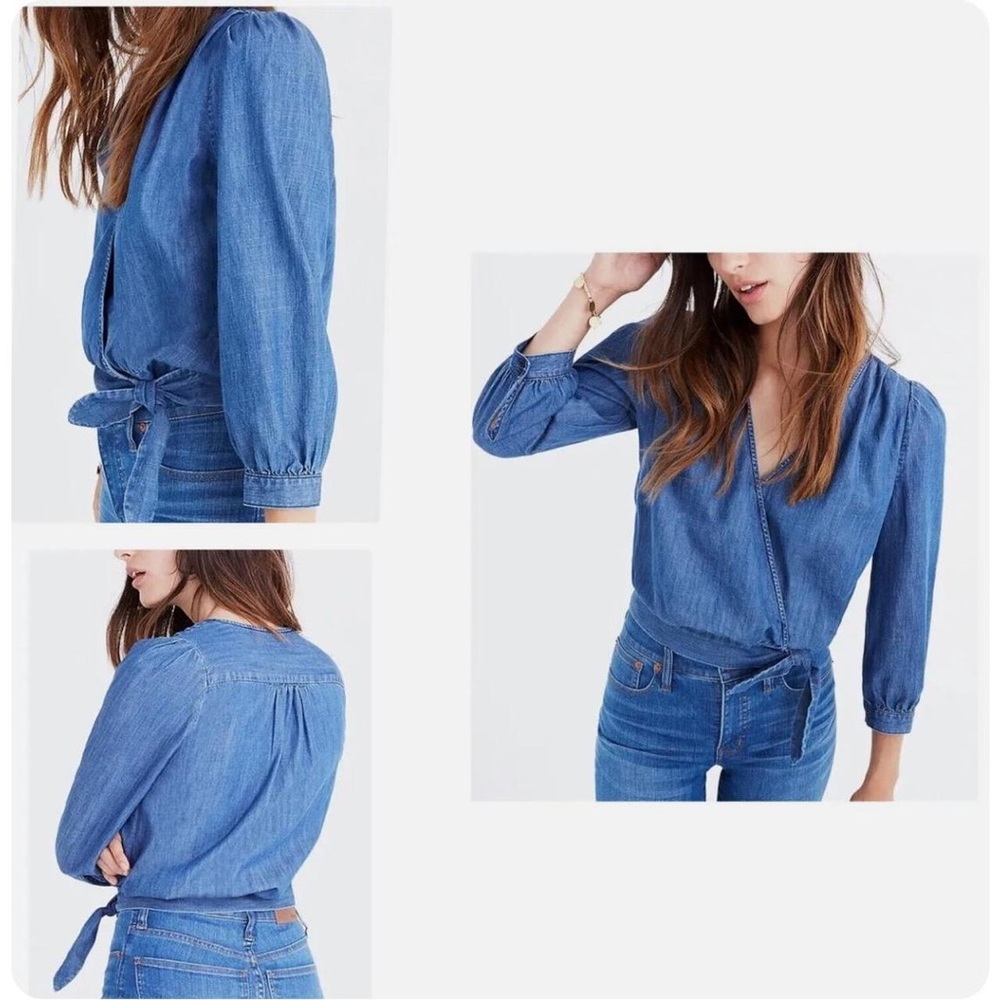 Madewell Denim Wrap Top - Picture 3 of 12